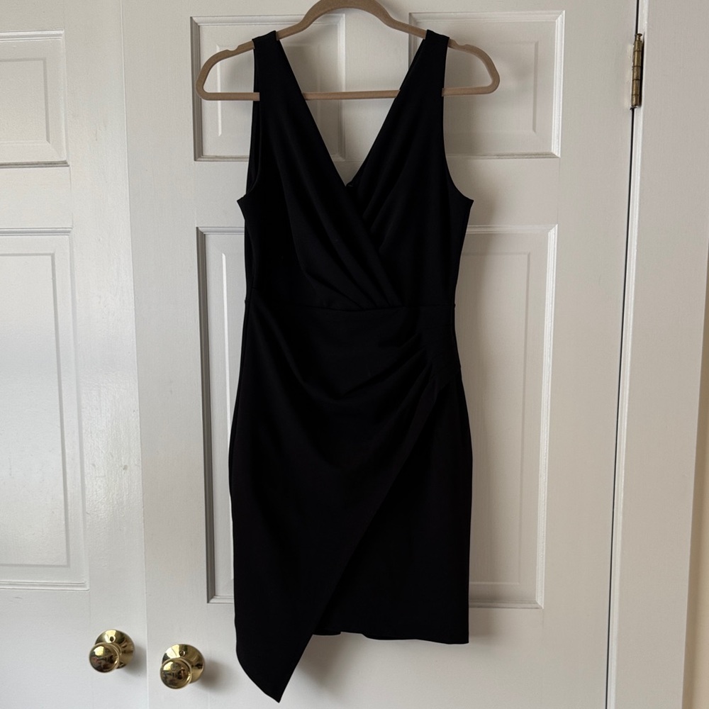 Guess Black V-Neck Asymmetrical Mini Dress